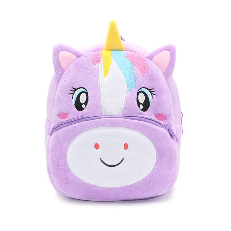 NICE CHOICE Cute Toddler Backpack Toddler Bag Plush Animal Cartoon Mini Travel Bag for Baby Girl Boy 2-6 Years(Puple Unicorn) - Image 1